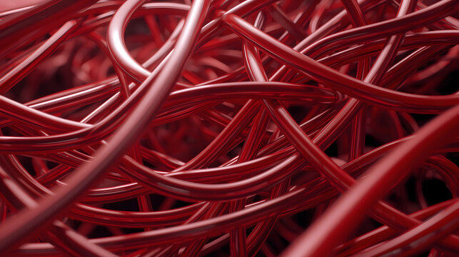 Chaotic Red Cable Tangle Abstract Technology Background