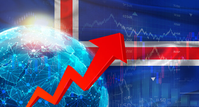 Global financial growth with Iceland flag. Financial growth with Iceland flag on economic background