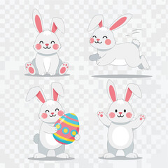 Vector set of 4 Easter bunny poses