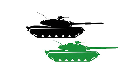 Fototapeta premium A black and a green army tank