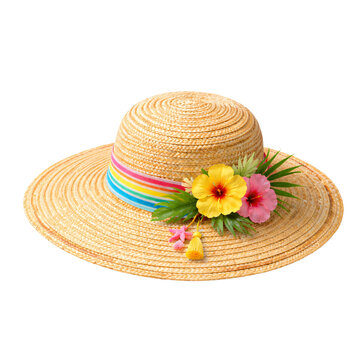 Bright Summer Straw Sun Hat Isolated