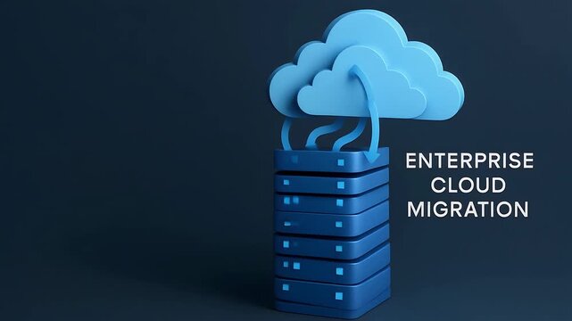 Enterprise Cloud Data Flow Animation Showing Information Streams Moving Into Scalable Cloud Systems