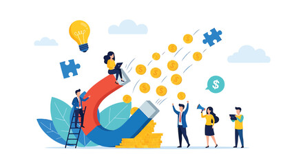 Fototapeta premium Set of business people vector illustration, teamwork, innovation, finance concept