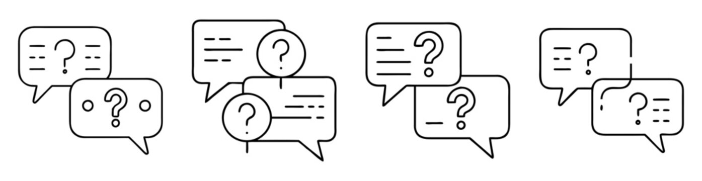 question mark symbols in thought bubbles representing asking questions frequently
