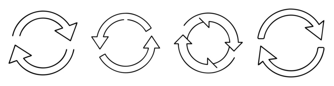 Various types of recycle icons representing different kinds of circular flows
