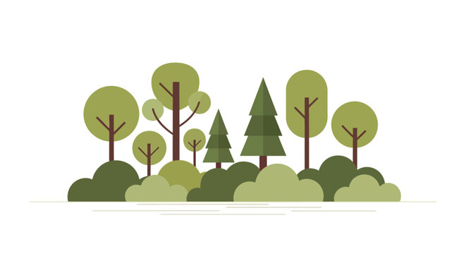 Trees and bushes in a landscape.