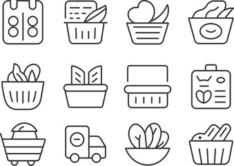 Obraz premium Minimal and modern food subscription line icon pack.