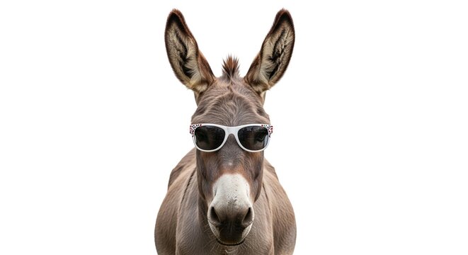 An incredibly cool and amusing donkey dons a pair of sleek sunglasses, creating a memorable and lighthearted visual with a touch of fun