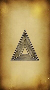 Vintage triangular symbol illustration on distressed gold background