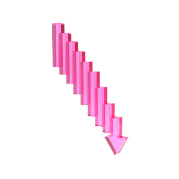 Pink 3d Downward Arrow Symbolizing Decline