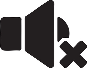Muted Speaker Icon With Cross Symbol Minimal Audio Mute Sound Off Control Illustration Design