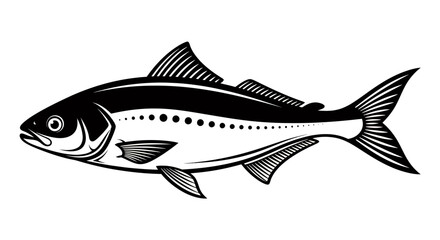 Fototapeta premium Illustrated Striped Trout: A Monochrome Fish in a Clear Aquatic Habitat.