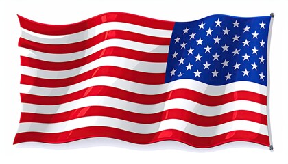 Cartoonish American flag waves in the breeze, casting a soft shadow below it