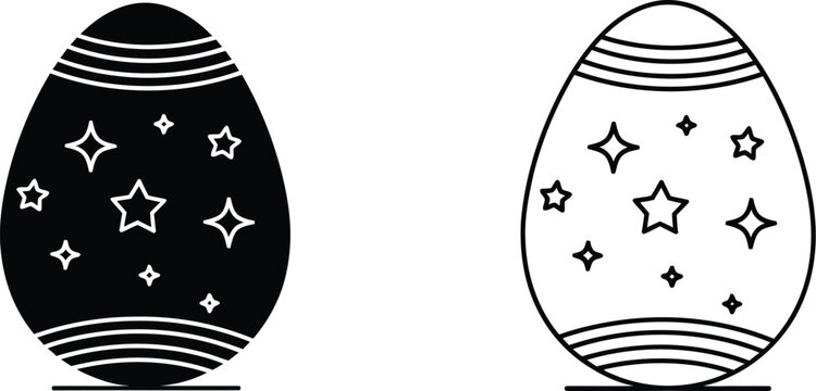 Easter egg icon set with stars Vector