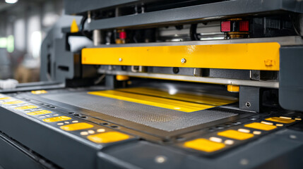 Obraz premium An industrial printing machine processing a large sheet of material.