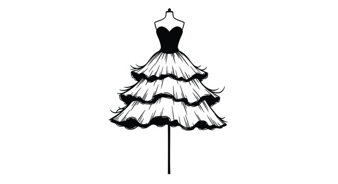 Vector illustration of black and white dress on a mannequin