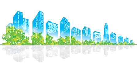 緑豊かな爽やかな街並みイラスト.  © keko-ka