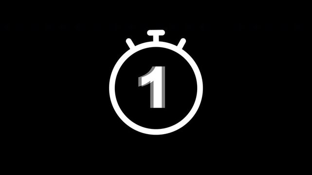 Animated Countdown Alert 5 Seconds For Deadline Reminders White Isolated On Black Background