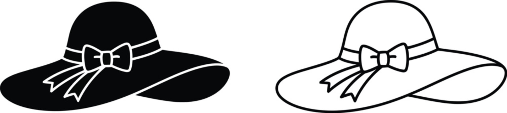 Black and white hats with bows Vector