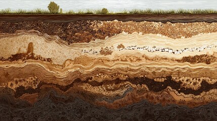 Fertile loam soil cross-section with detailed texture