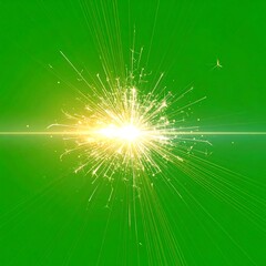 Obraz premium A bright yellow light explodes on a green background