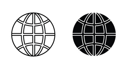 Obraz premium Globe Icon Set Digital Connection Symbol