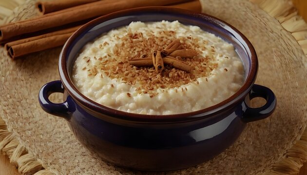 portuguese arroz doce (rice pudding) in a bowl