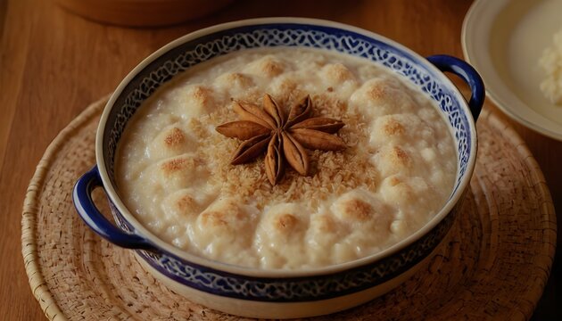 portuguese arroz doce (rice pudding) in a bowl
