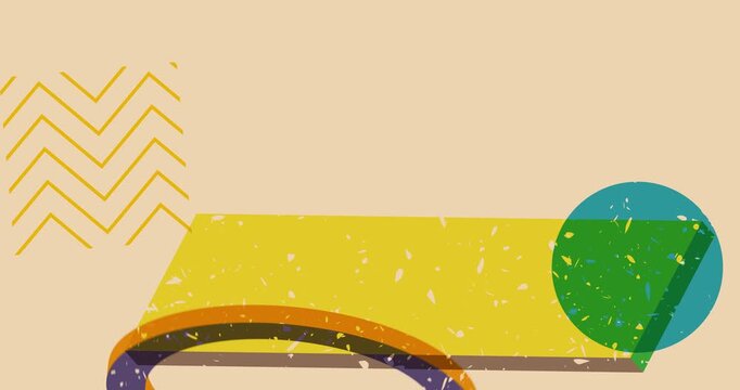 Colorful geometric shapes animation. Object in trendy riso graph design. Geometry elements abstract risograph texture style video.
