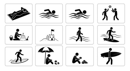 Fototapeta premium Beach Activities Icons