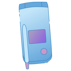 ガラケー 携帯電話 折りたたみ携帯 フィーチャーフォン レトロモバイルデバイスのシンプルなイラスト背景透過PNG切り抜き素材 © eri