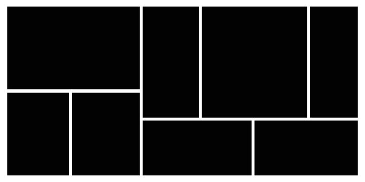 Creative grid photo collage mockup template. Abstract picture album for mood board and portfolio presentation. Wall gallery layout design for presentation, poster, web, banner, photo wall template.