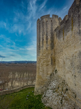 Towers and bastions in Beaucaire castle in France