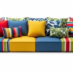 Colorful Cushions on Modern Couch for Cozy Living Room