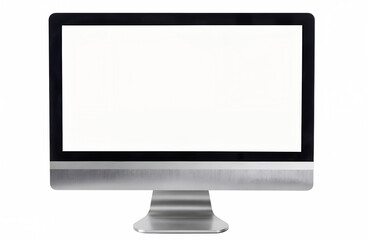 Fototapeta premium Modern computer screen isolated on transparent background. Silver color. Front view. 3d rendering
