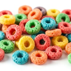 Colorful Cereal Rings on a Bright Background
