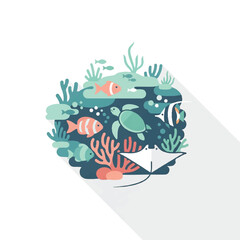 Naklejka premium Colorful illustration of coral reef fish.