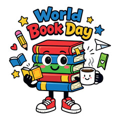 Fototapeta premium World Book Day Celebration Flat Design Vector