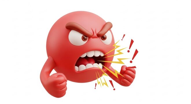 angry red cartoon monster shouting illustration with dynamic pose
