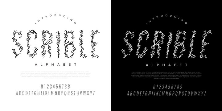 SCRIBLE unique line art hand drawn font for abstract creative branding artistic doodle style and modern aesthetic design