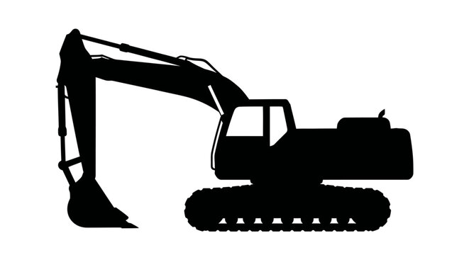 Hydraulic excavator icon with arm for digging and trenching