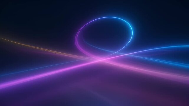 Abstract background featuring glowing curved lines in shades of blue and purple
