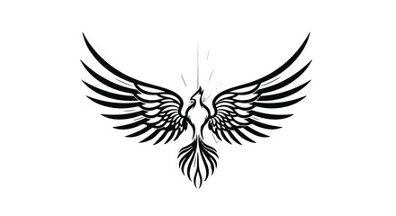 Fototapeta premium Majestic phoenix with outstretched wings rising from flames, symbolizing rebirth and hope.