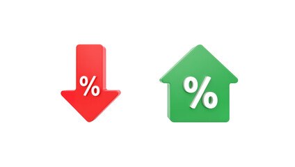 Percentage change indicators for decrease and increase