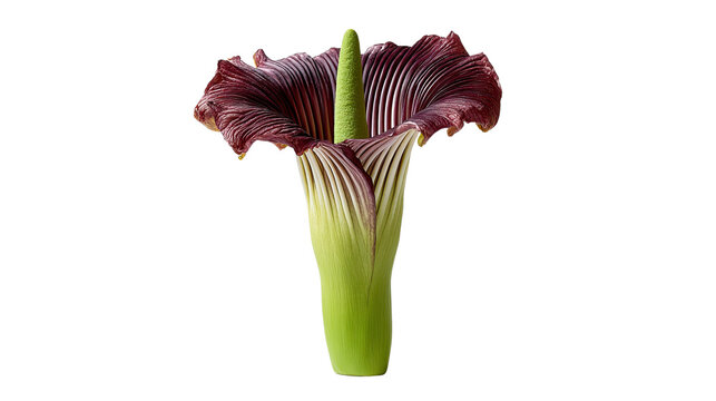 Giant Corpse Flower: A captivating portrait of the rare Amorphophallus titanum, revealing the impressive size and intricate beauty of its bloom, known for its unique scent and striking visual display.
