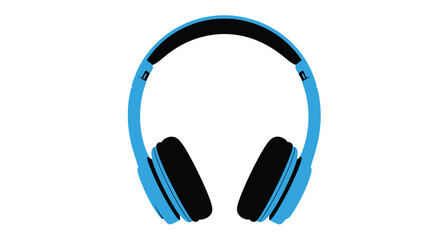 Bright blue over ear headphones isolated on a plain white background
