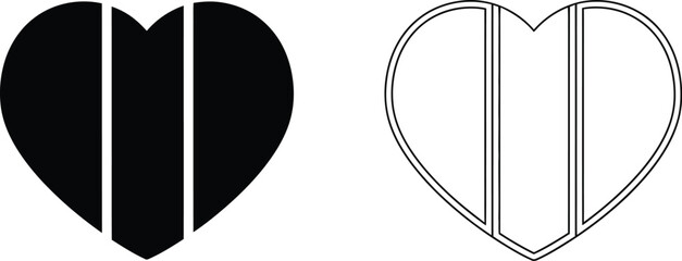 Fototapeta premium Heart shape outline line art Vector