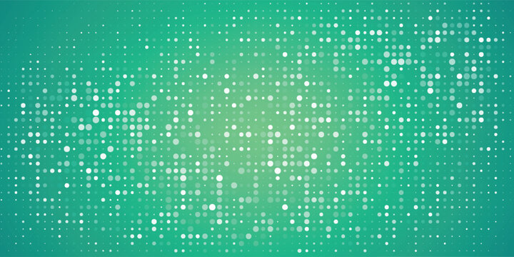 Abstract background with vibrant mint green and teal halftone dot patterns eps10