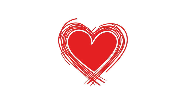 Red heart symbol illustration on white background for love and affection