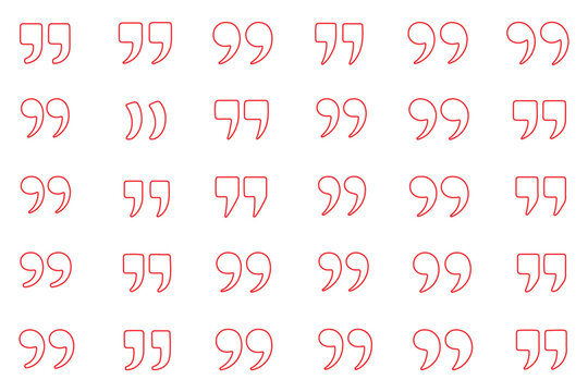 Set of quote mark, quotes icon, sign, symbol, emblem. Ditto marks icon set. Quotation marks. Dialogue discussion symbol for UI UX, website, mobile app. double quotation vector symbol. 